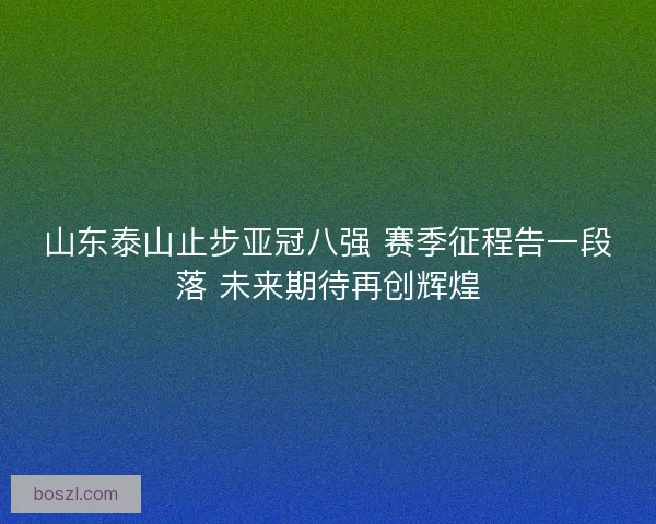 山东泰山止步亚冠八强 赛季征程告一段落 未来期待再创辉煌